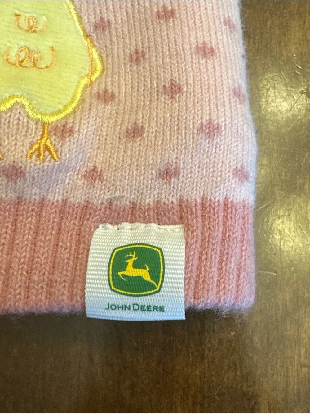 John Deere Toddler Girl Hat Beanie Farm Chicks Pom Pom Cute Fall Winter